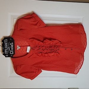 Odille Blouse Size 2 New Red Short Sleeve Dots